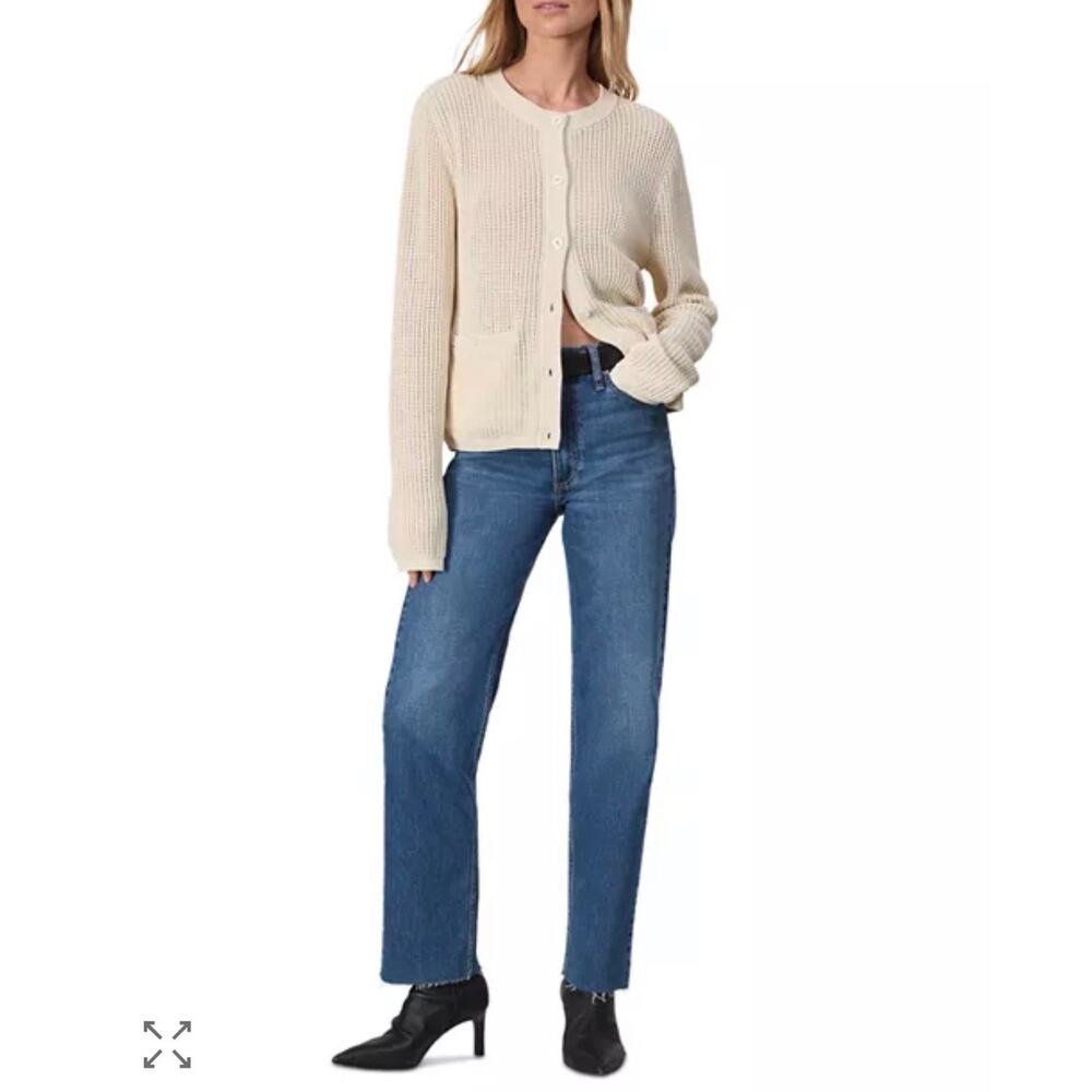 rag & bone Harlow Mid-Rise Ankle Straight Jeans Nova Blue Size 26 NWT Raw Hem